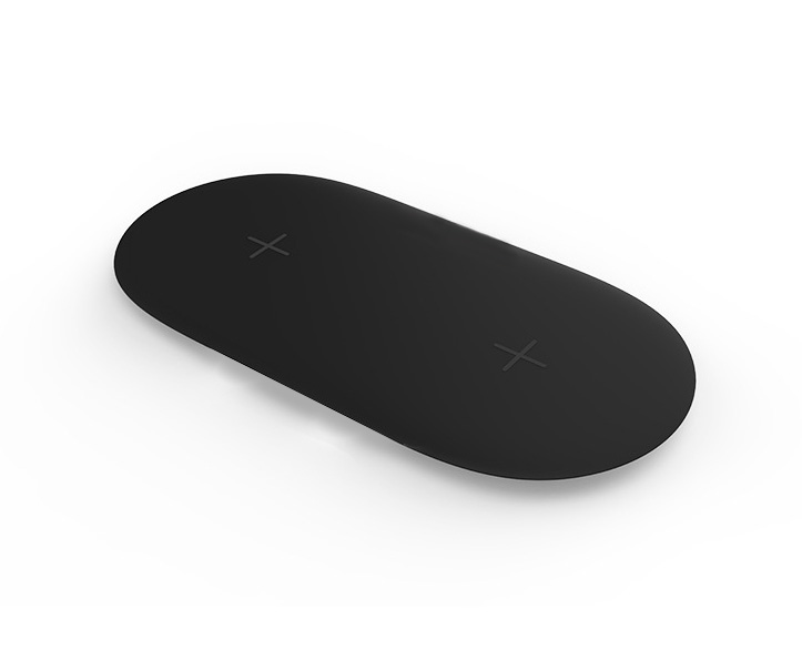 Ultra-Slim Dual Wireless Charger Pad for Qi Compatible Device W7 (Black)